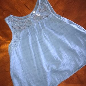 Blue tank top with embroidery detail